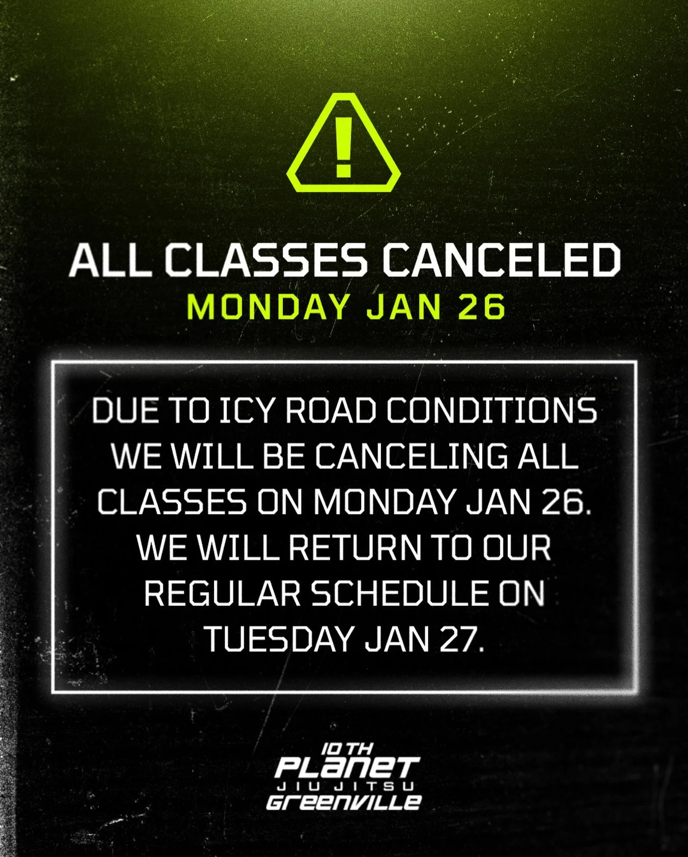 We&rsquo;re closing up shop Monday, 1/26 due to icy conditions. We&rsquo;ll keep everyone posted on Tuesday&rsquo;s tentative schedule pending weather updates! Be safe and stay warm out there! 🥶🙏🏾 #10PGVL