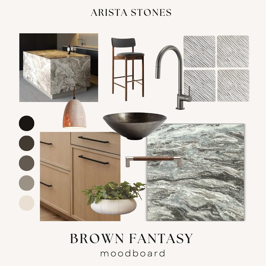 Brown Fantasy Dolomite is a spectacular stone 🤎 

We have a few options in stock that are each slightly different. 

If you&rsquo;re browsing our selection, we recommend bringing in a floor sample &amp; section of cabinet along with any inspo pictur
