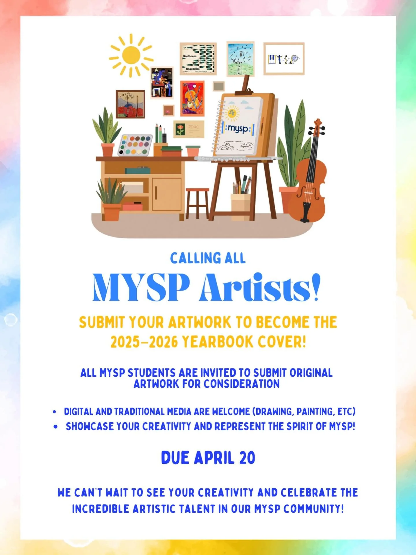 Calling all MYSP Artists! 🎨✨ 

We&rsquo;re excited to announce a Student Art Competition for the cover of the Memphis Youth Symphony Program&rsquo;s 2025&ndash;2026 season yearbook! 🎻

Submit your original artwork for a chance to be featured as the