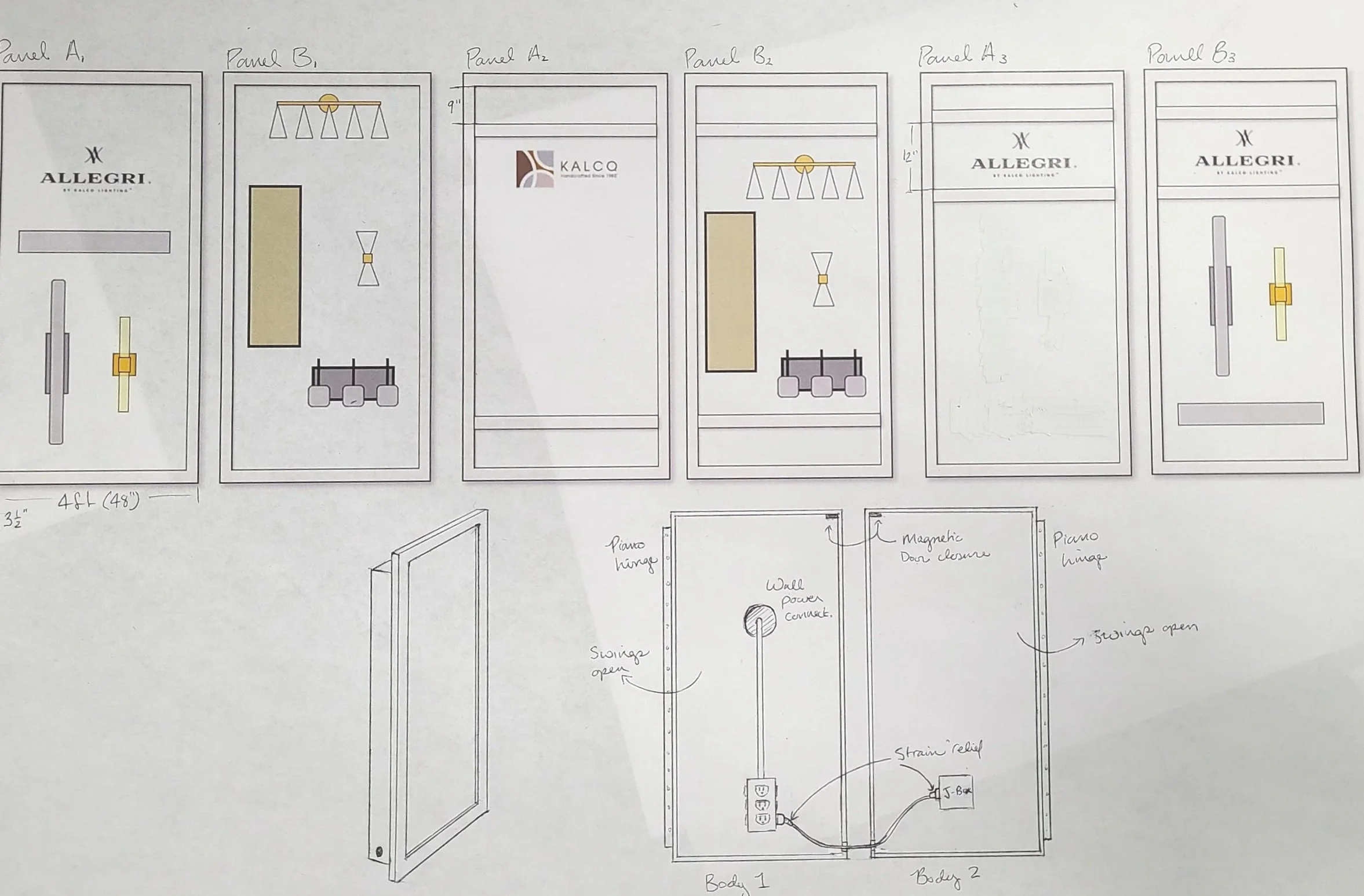 1. Custom wall display options - we went with the "Panel A" design.  The front panel opens like a door for easy access to wiring.