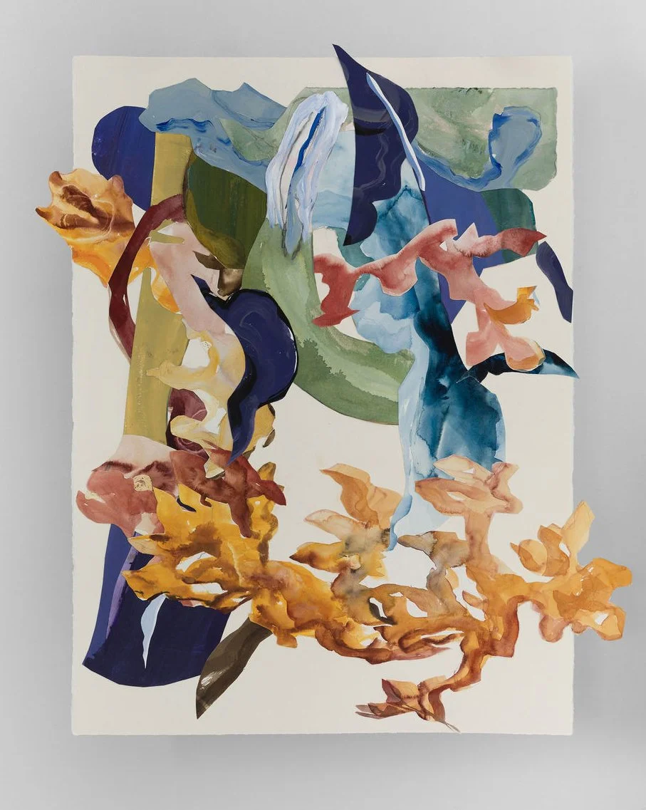 Beautiful Calm, Lovely Chaos, 2025, acrylic and watercolor on paper, collage, 334.5"h x 28.5w