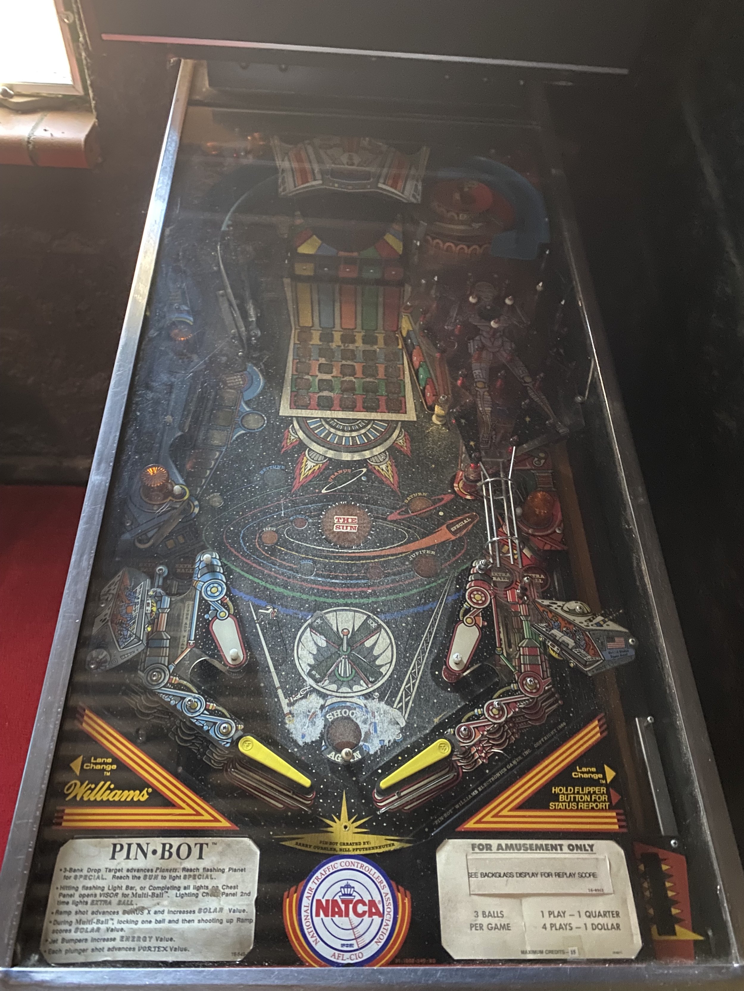 There's an old and working pinball machine in the castle!