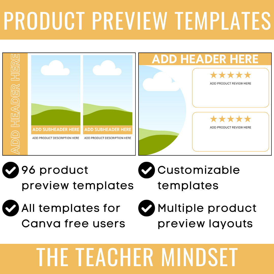 TPT Seller Product Preview Templates for Canva | The TEACHer Mindset
