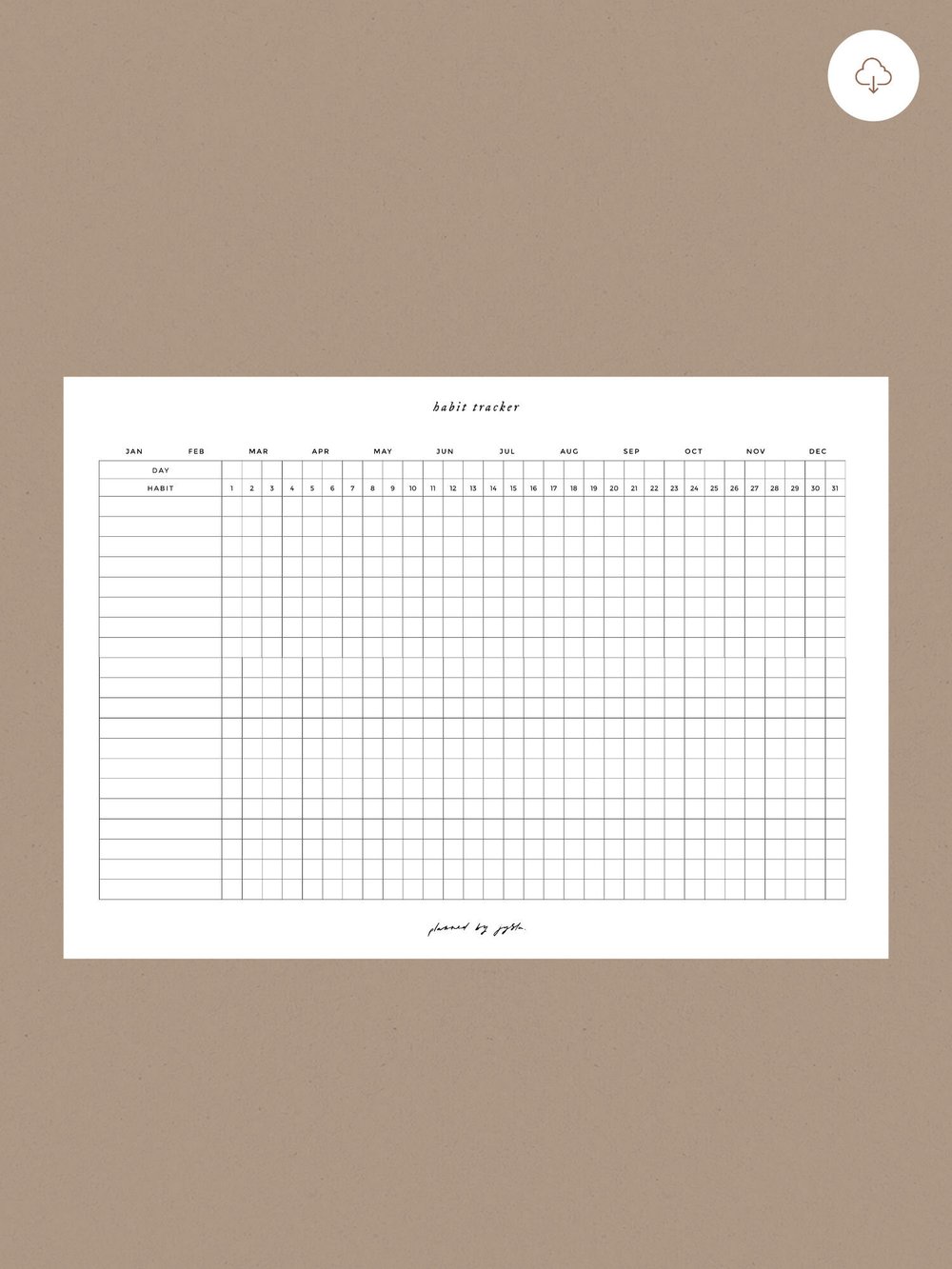 habit tracker - a5 — plannedjysla — minimal and mindful stationery