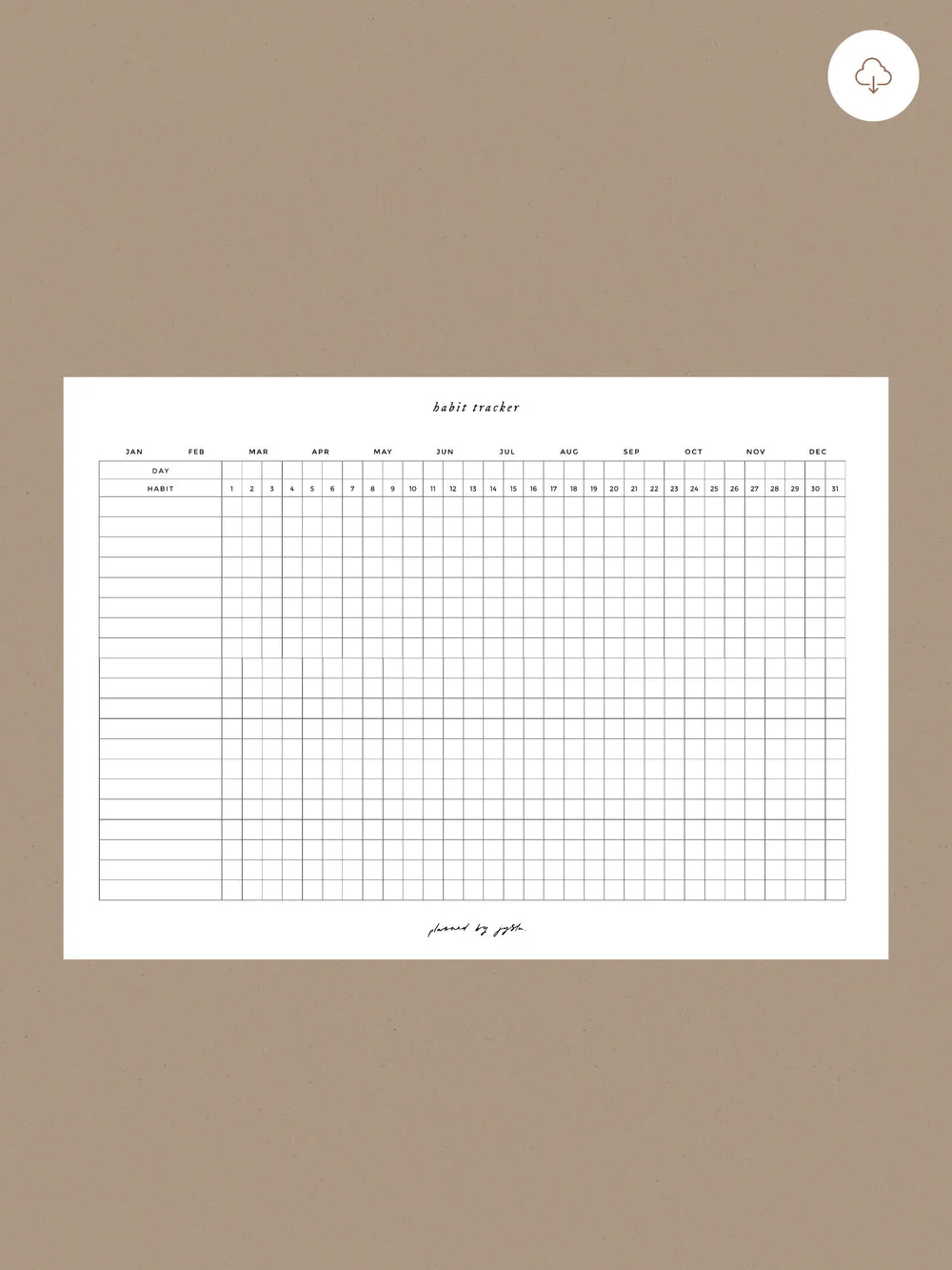 habit tracker - a5 — plannedjysla — minimal and mindful stationery