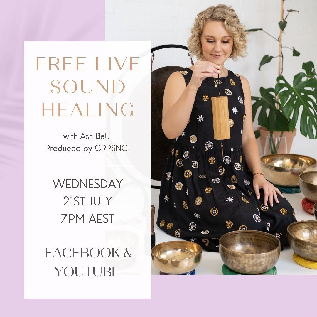 To my dear community, I want to offer you all an opportunity for support and comfort with a FREE Livestream Sound Healing TOMORROW Wednesday 21st July at 7pm AEST on Facebook and YouTube.

The amazing Max from @grpsng is supporting with production to