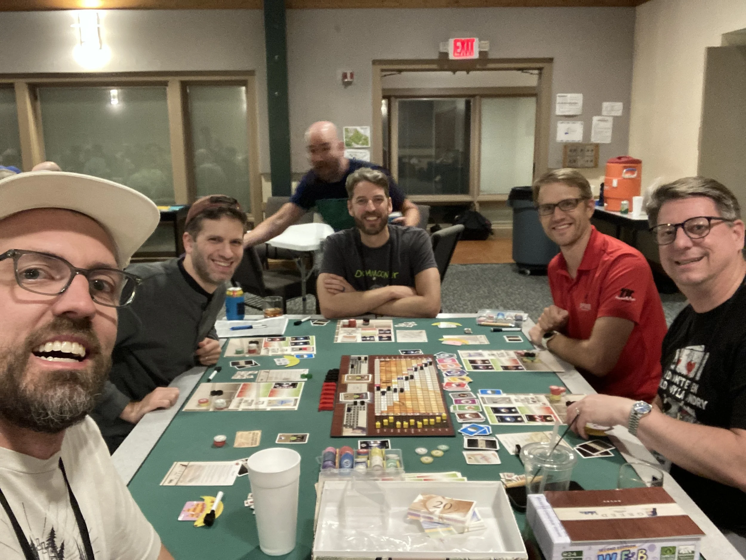 Greed Inc with Olly photo bomb.JPG