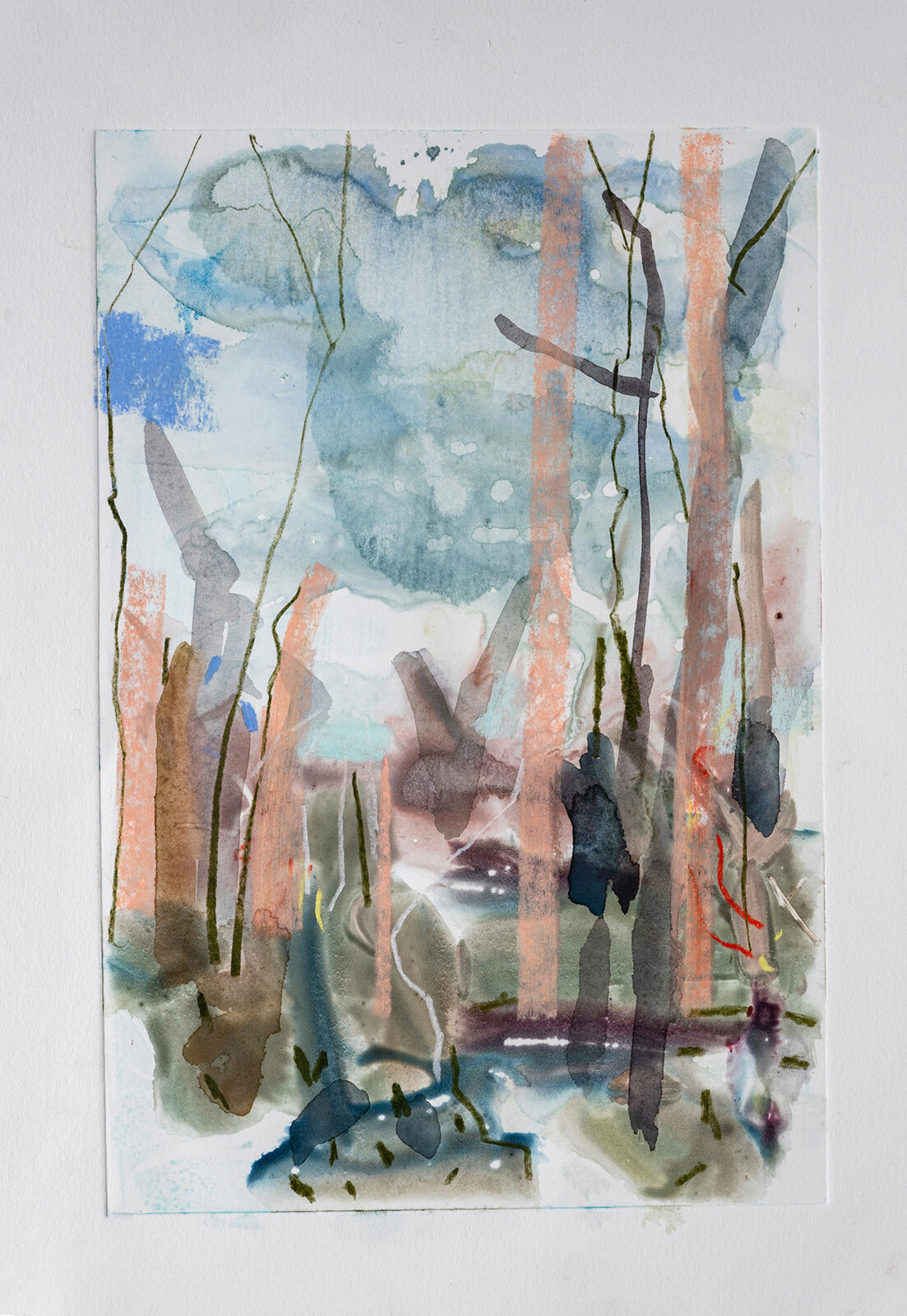   Boranup Forest No 1 , 2021, 55 x 44 cm, watercolour monoprint with pastel and pencil on paper  Collected 