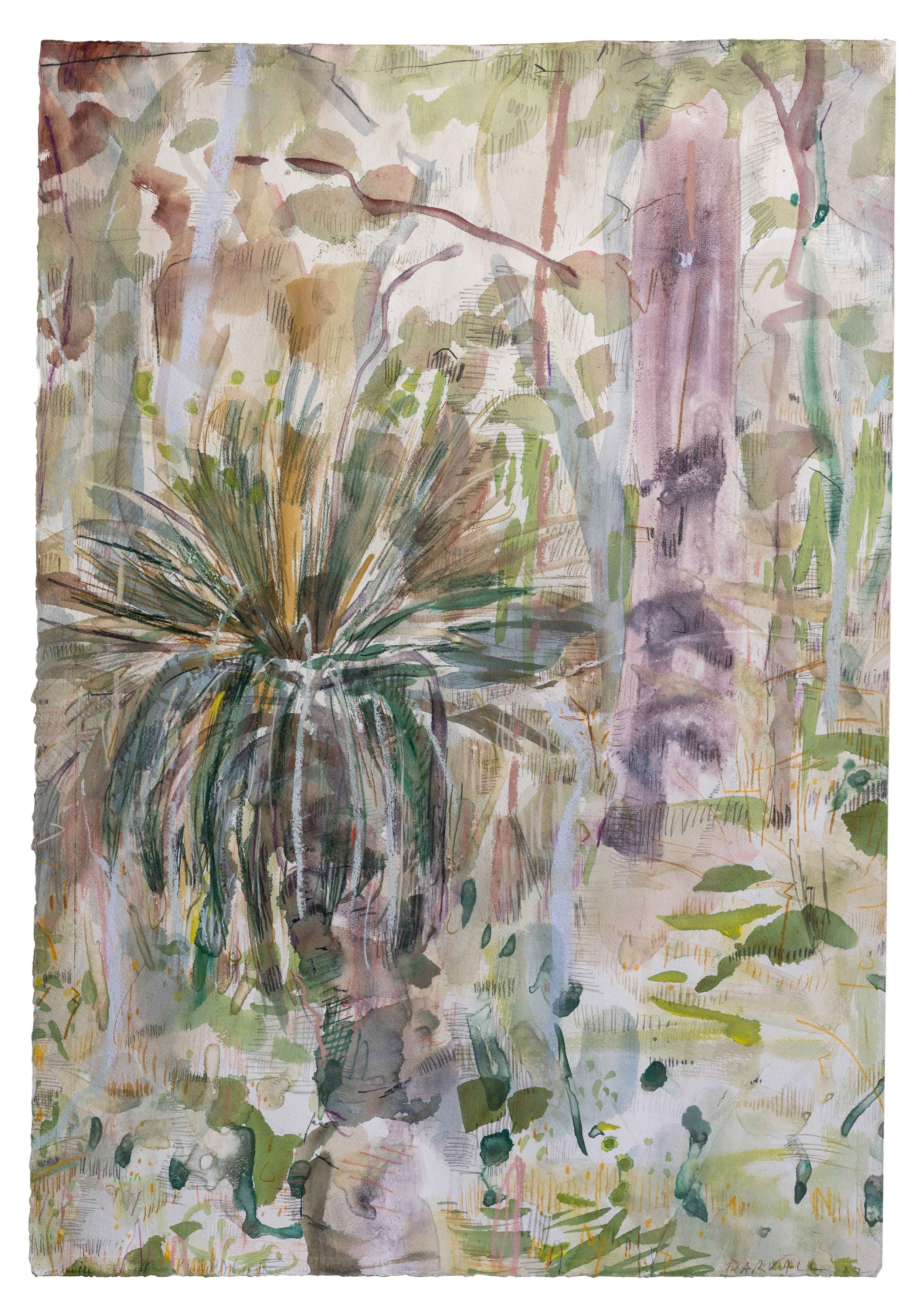  Boranup Forest G 2022 Watercolour Monoprint with Pastle and pencil on Hahnemule Paper 68 x 88 cm  Linton and Kay Galleries Perth (Sold) 