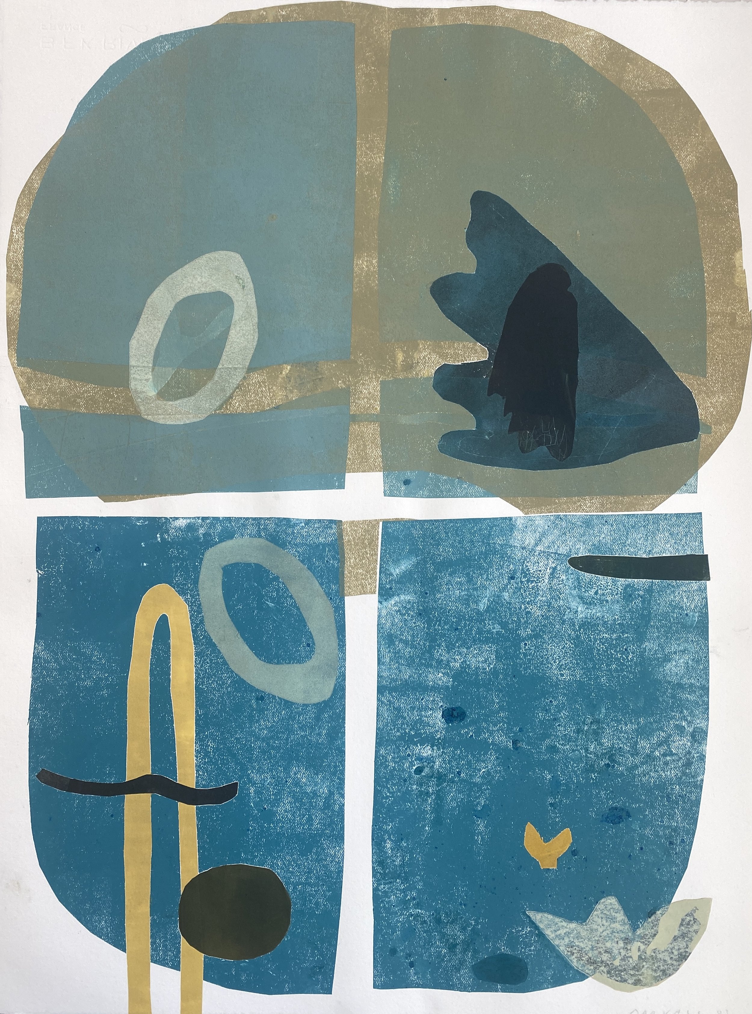  Blue Hydrosphere  no 2 2003 Jo Darvall monoprint on paper 56 x 76 cm (sold) 