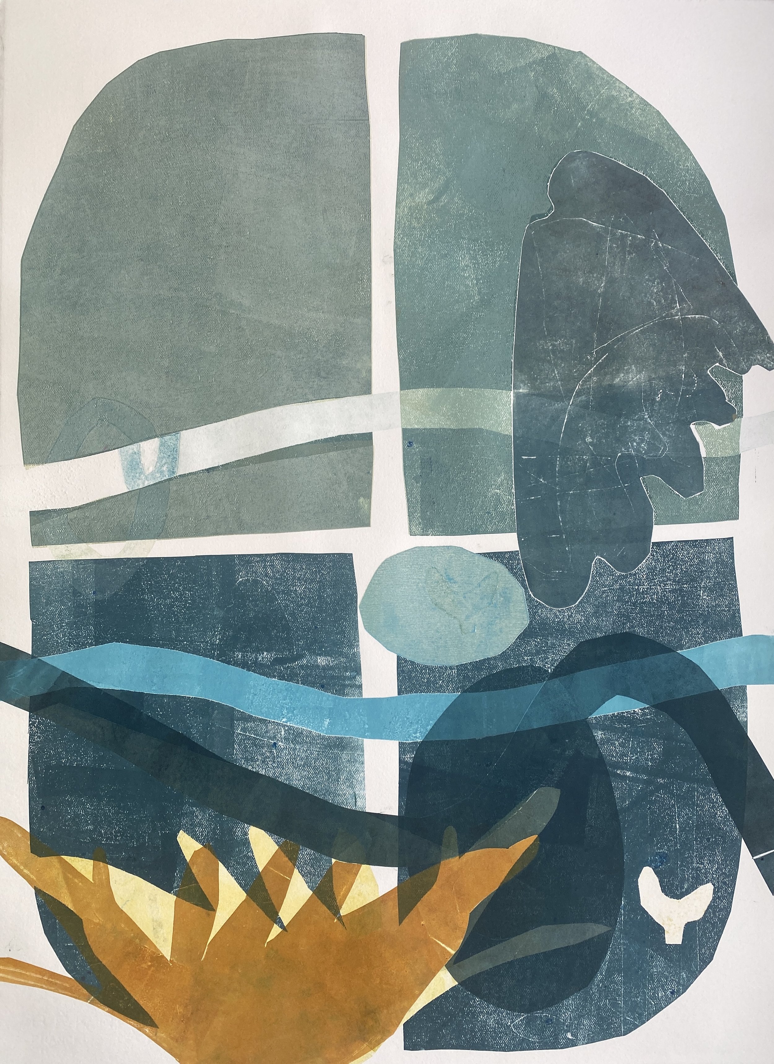  Blue Hydrosphere  no 1 2003 Jo Darvall monoprint on paper 56 x 76 cm (sold) 