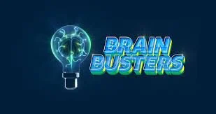 "Brain Busters" text with a light bulb featuring a brain inside on a dark blue background.