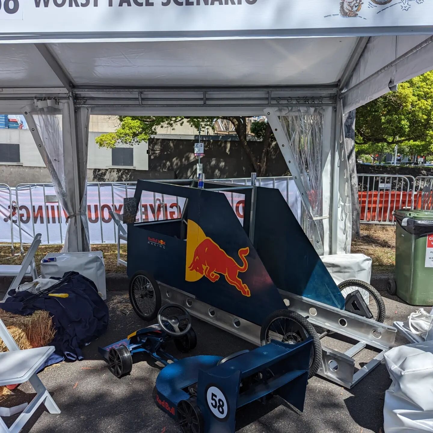 Red Bull billy cart race finished for 2022! Cart held up to the track well with minimal damage. No podium finish but was an awesome day! Huge congrats to @postex_redbullbilly for taking out the win!!