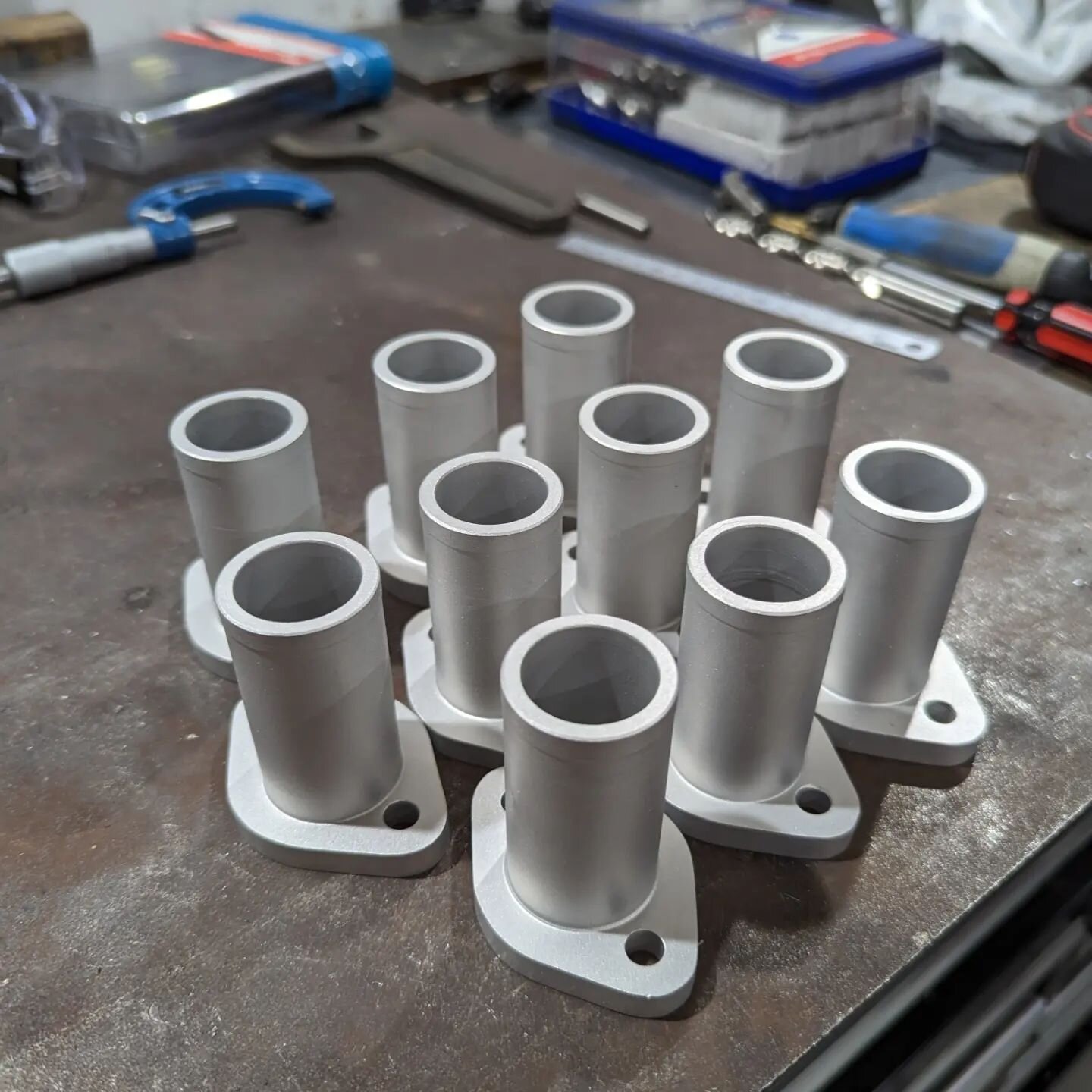 Small run of carburettor adaptors for @fatcat_minibikes_australia. These will allow a larger carb to be fitted for more power. These little bike are awesome, go check them out! 

#machining #machinist #millingmachine #lathe #minibike