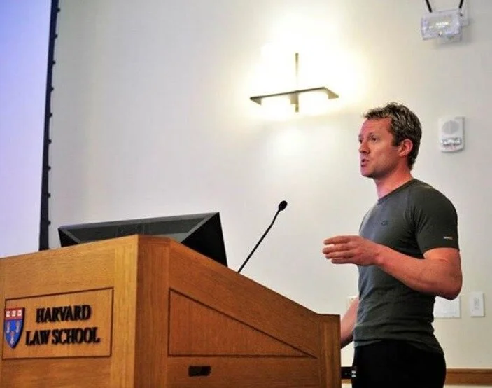 Jamie Scott speaking at Harvard Law School