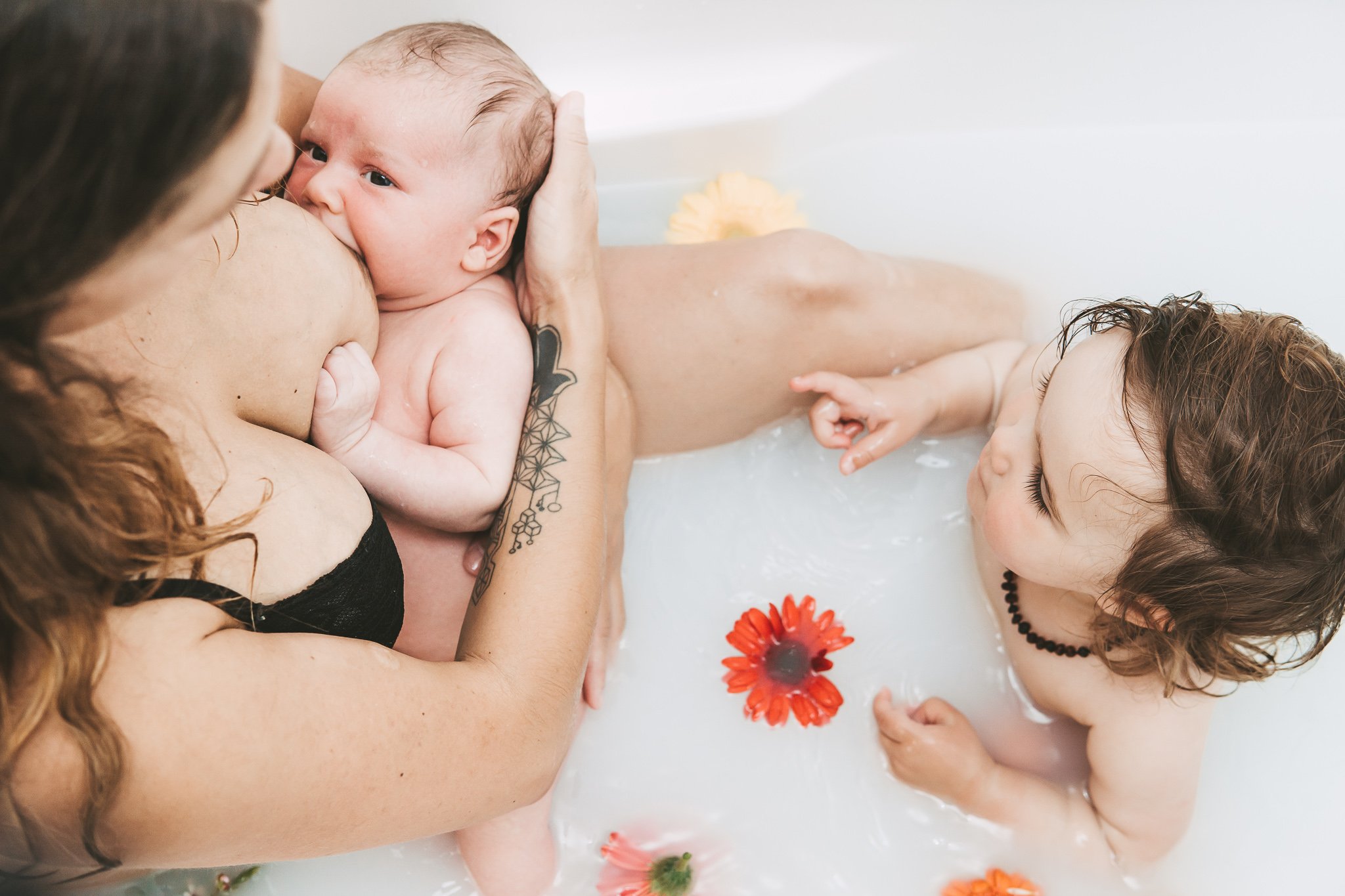 family in a floral milky bath .jpg