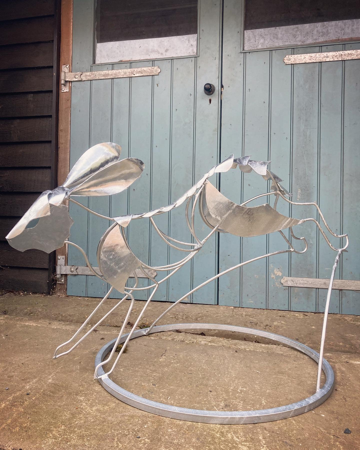 Lovely clean finish from @wedgegalvanizing #hare #sculpture #metalart #weldedsculpture #artistblacksmith