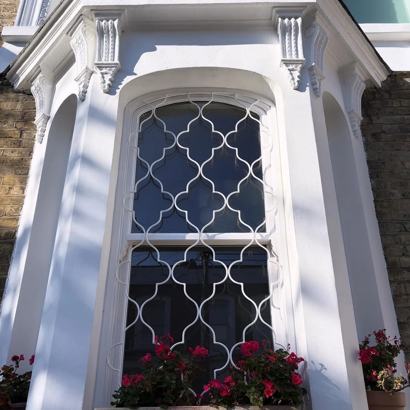 Install day today for this window grille. #windowgrille #security #windowbars #blacksmith #architectural #ironwork #artistblacksmith #london