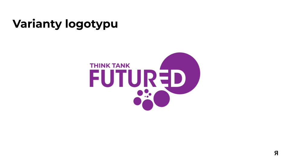 Logo with purple circles, the text 'THINK TANK FUTURED', and a large purple circle with horizontal white lines.