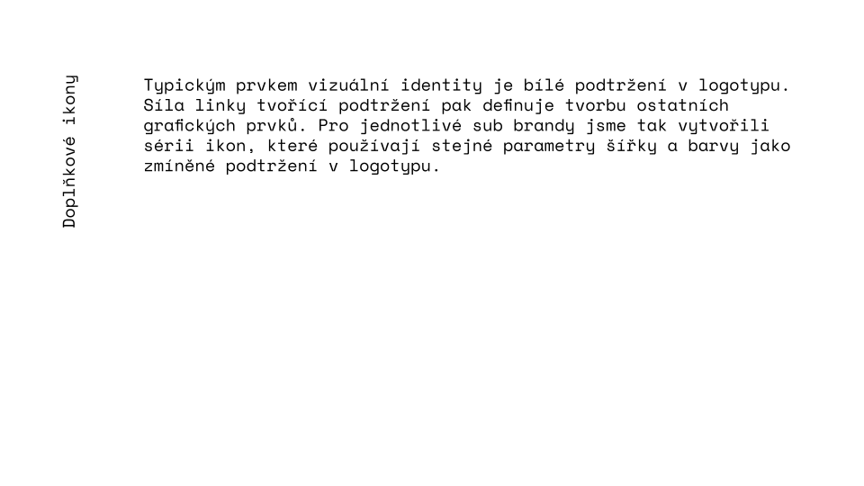 Page of text in Czech discussing visual identity elements and graphic symbols.