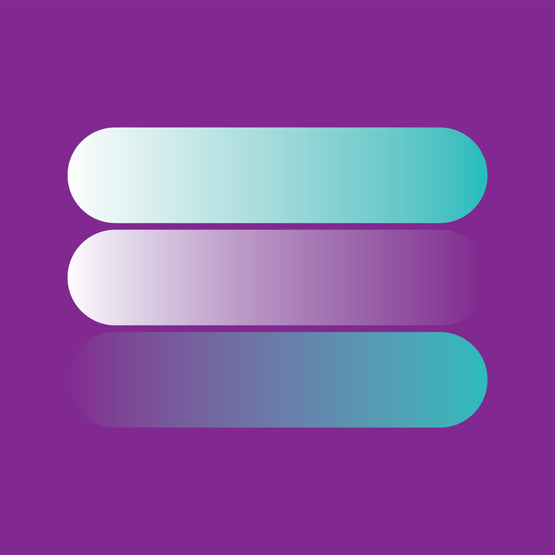 A digital progress bar with three horizontal segments on a purple background.