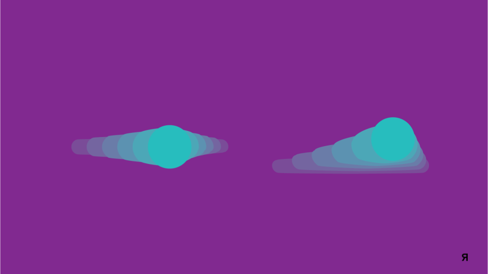 Abstract digital illustration with two sets of concentric circles and shapes in shades of blue on a purple background.