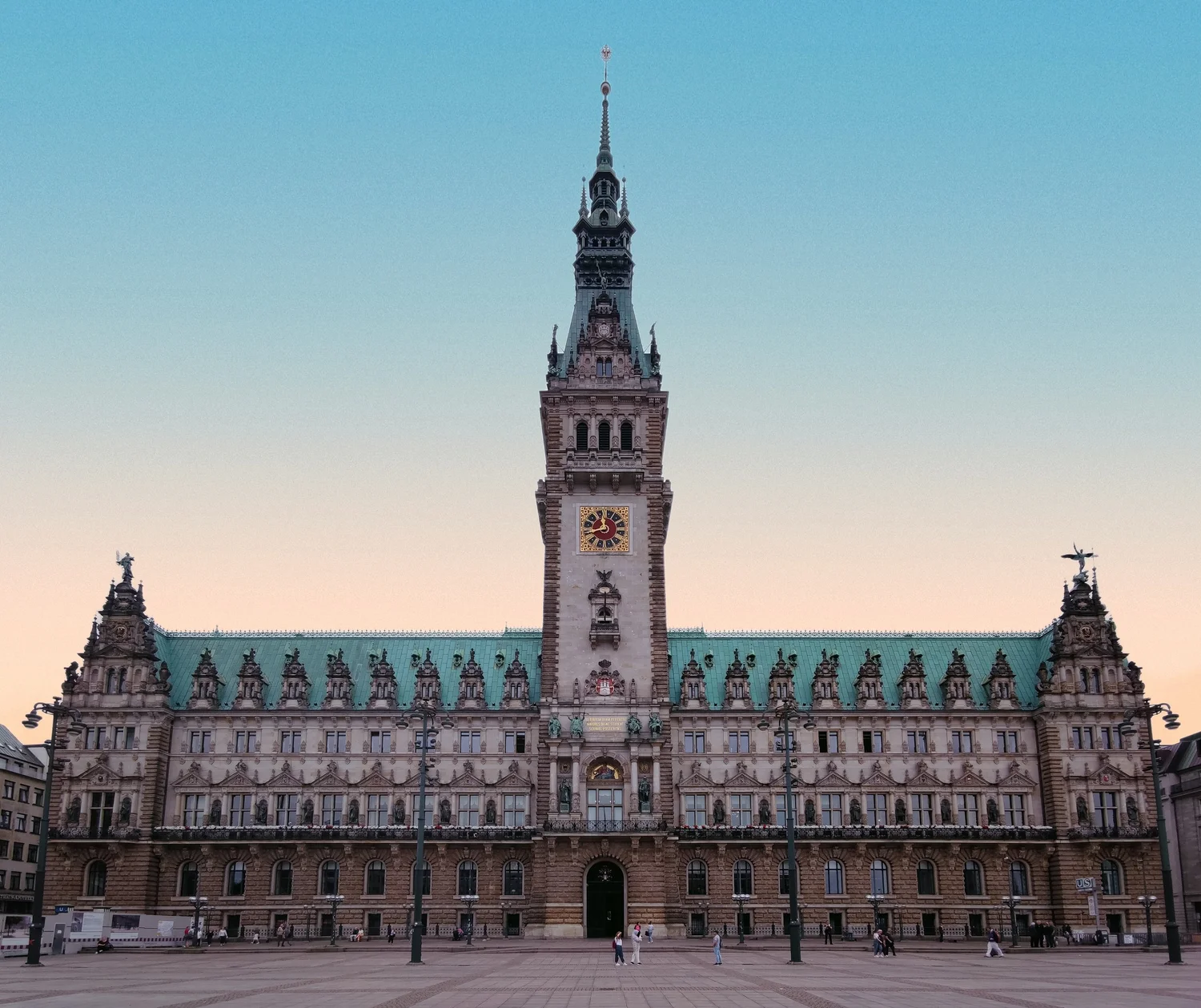 Hamburg Town Hall and its clock tower