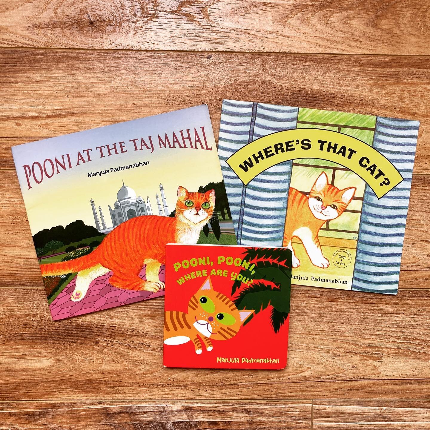 WHERE&rsquo;S POONI? 🐈

These three books written and illustrated by @manjulapadmanabhan and published by @tulikabooks, have been favourites ever since we received them about a month ago.

They follow the adventures of Pooni the cat, who is forever 