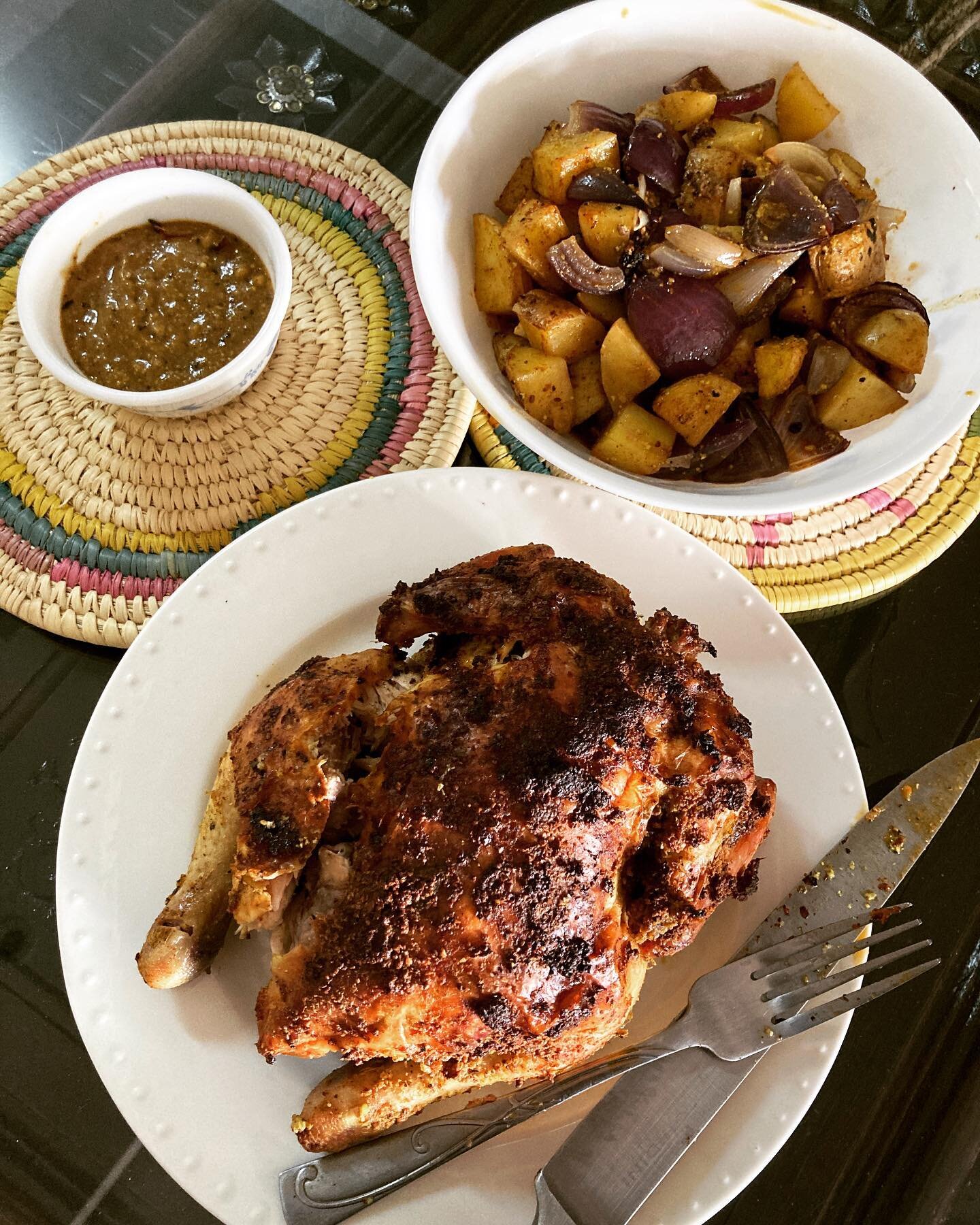 MASALA ROAST CHICKEN 🍗

The ultimate weekend family meal. This is @meerasodha&rsquo;s recipe which is very baby friendly too. 

Roast 1 tbsp cumin seeds with 3/4 tbsp coriander seeds. Pound or grind with half a cinnamon stick, 5 cloves, and 1 tsp bl