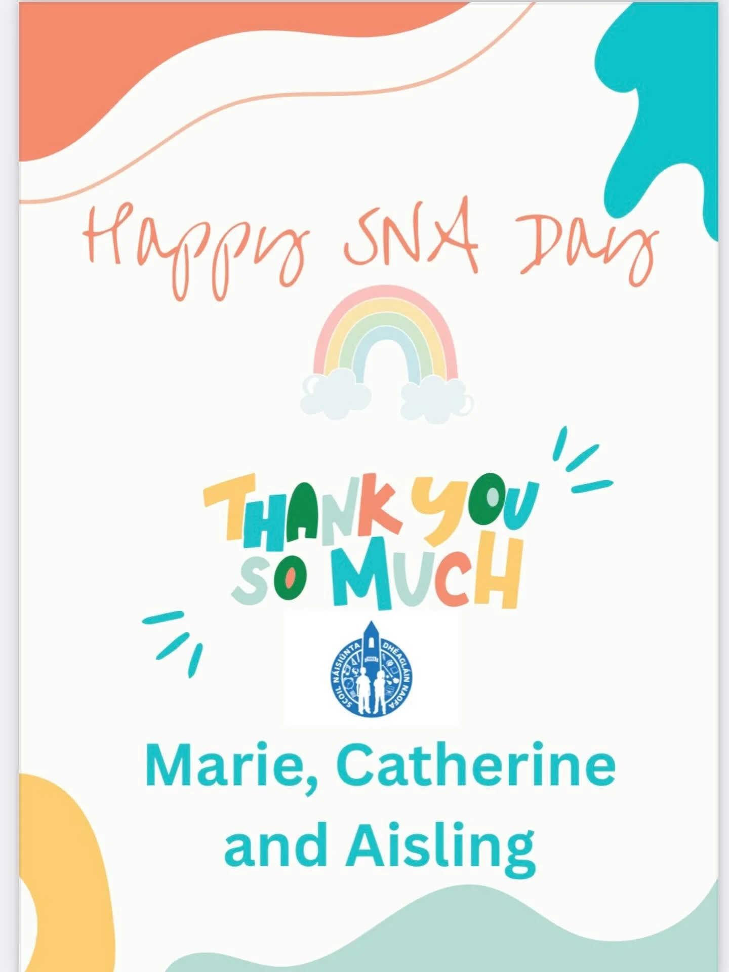 🌈✨SNA Appreciation Day ✨🌈

A big shout out to our amazing SNAs here at St Declan&rsquo;s NS for all the wonderful work you do 💙

#snaappreciationday