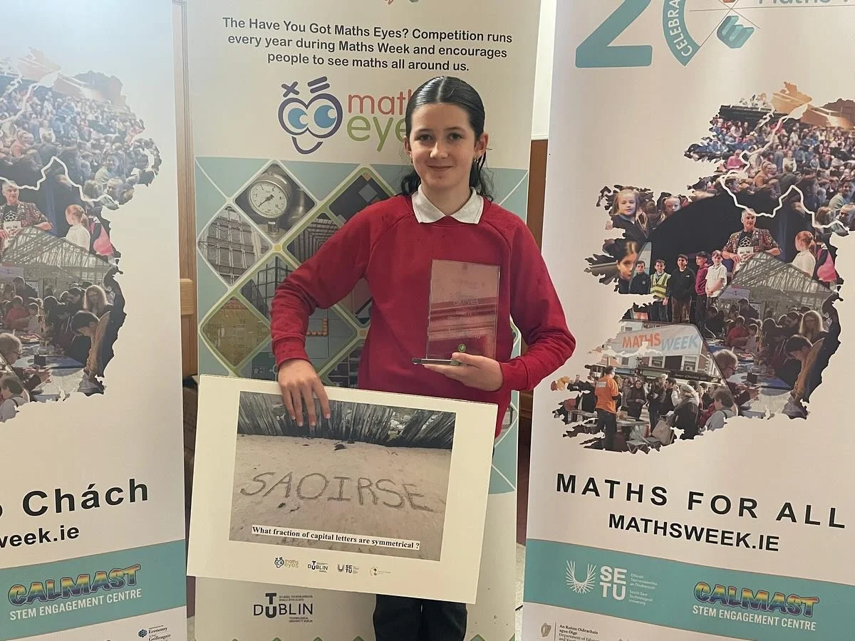 💫 Well done to our student Saoirse who travelled to Dublin this month to receive her prize for the &ldquo;Maths Eyes Competition&rdquo; from last years Maths Week 💫 

🌈 She went on to win the overall prize for her age category. Her entry was entit