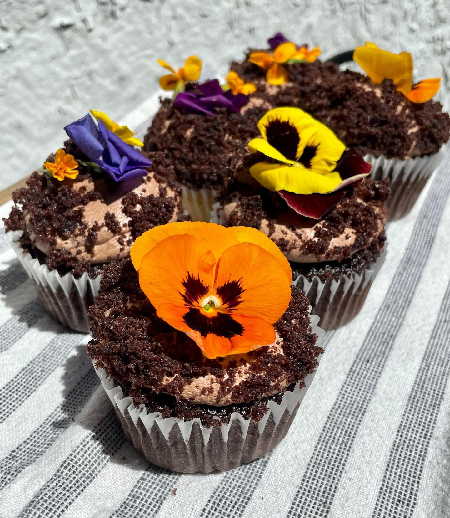 🌎💚 Let&rsquo;s hear it for the seas, trees, and bees!  Celebrate Earth Day with these sweet lil Dirt Cupcakes! Chocolate and Vanilla cupcakes with Chocolate buttercream and cake crumbles!