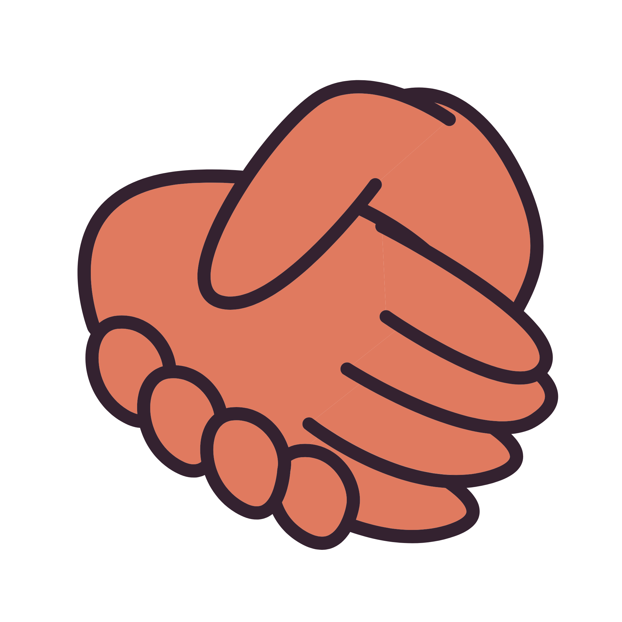 Illustration of a hand holding a pen or marker, writing or drawing.