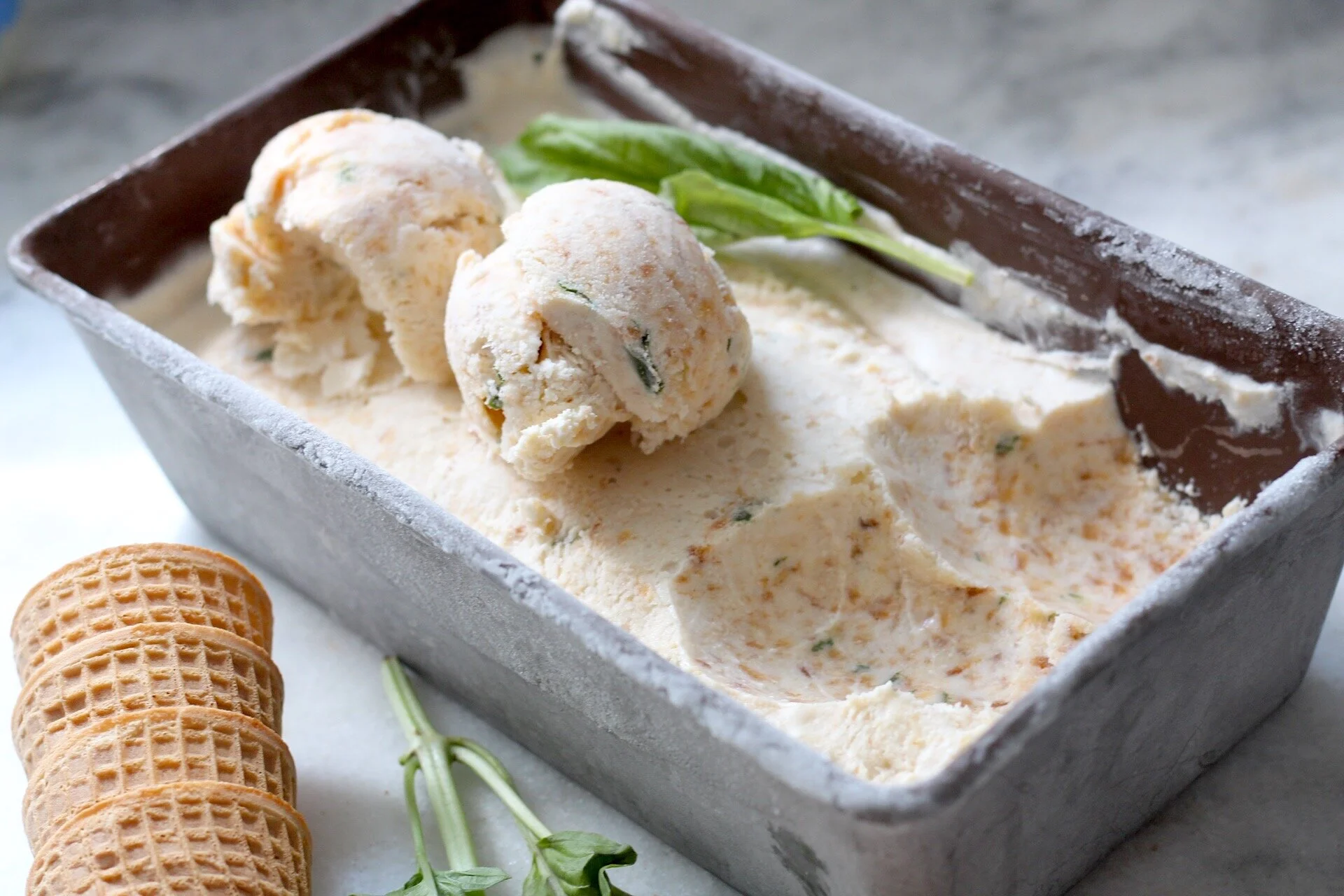 Peach and Basil Ice Cream — Christina Brockman