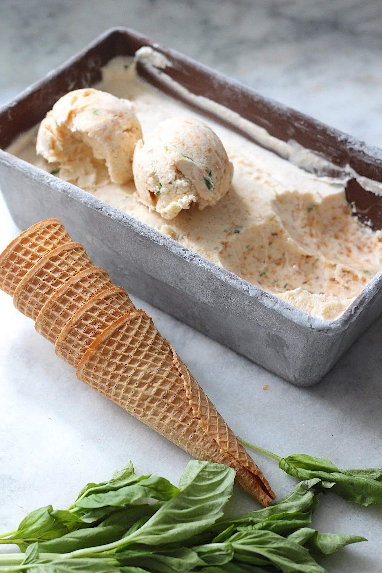 Peach and Basil Ice Cream — Christina Brockman