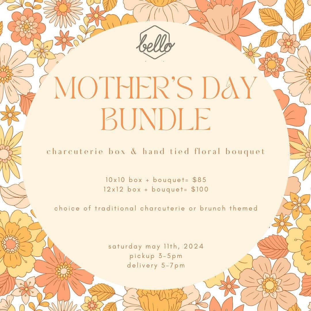 This Mother&rsquo;s Day give the mama in your life the gift of charcuterie and flowers 😌💐

We are officially taking orders for our Mother&rsquo;s Day box and bouquet bundle! 
You&rsquo;ll have the option of two different sizes of charcuterie boxes 