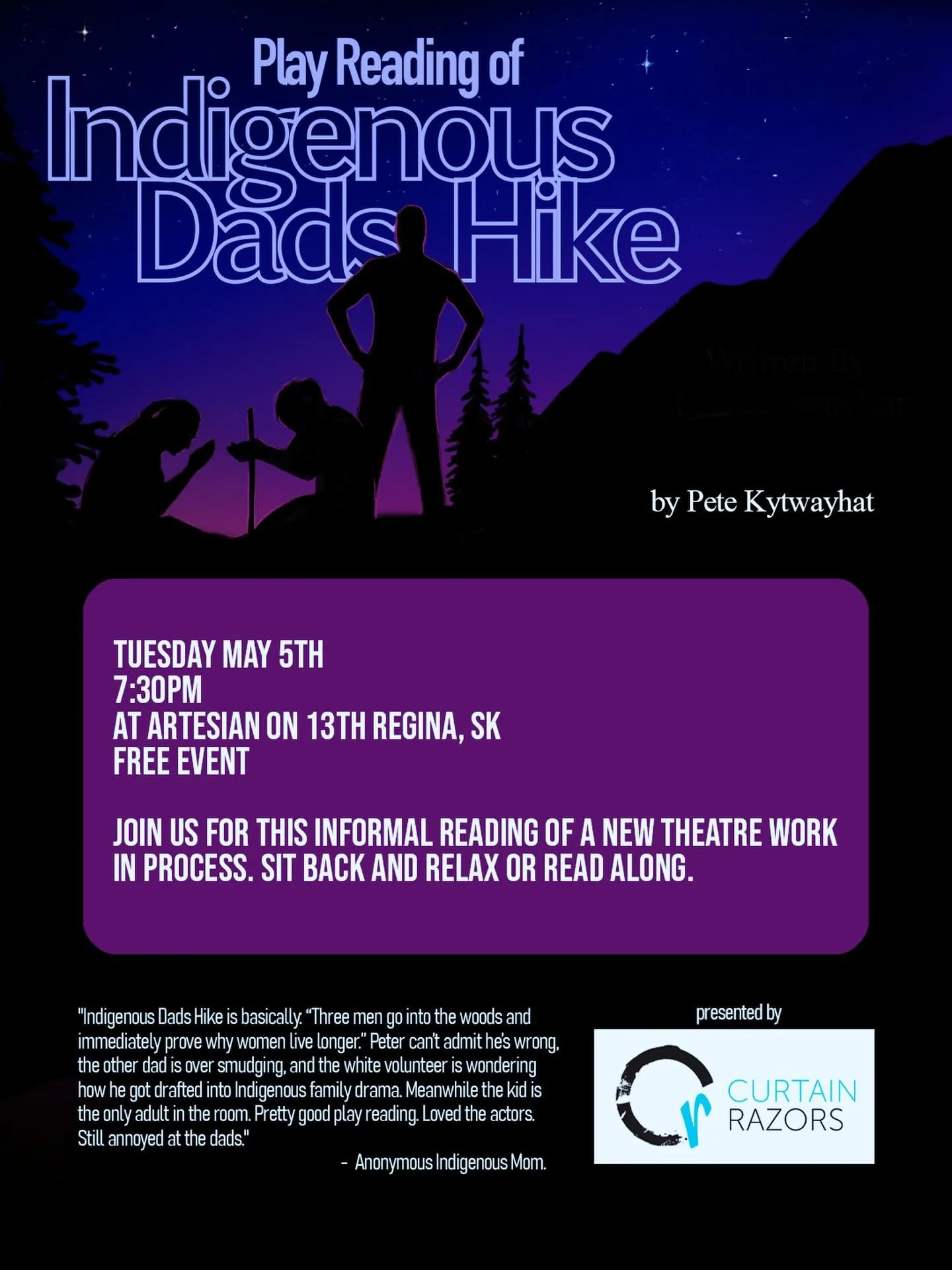 All welcome ! Informal reading of a new work in process. Join us !