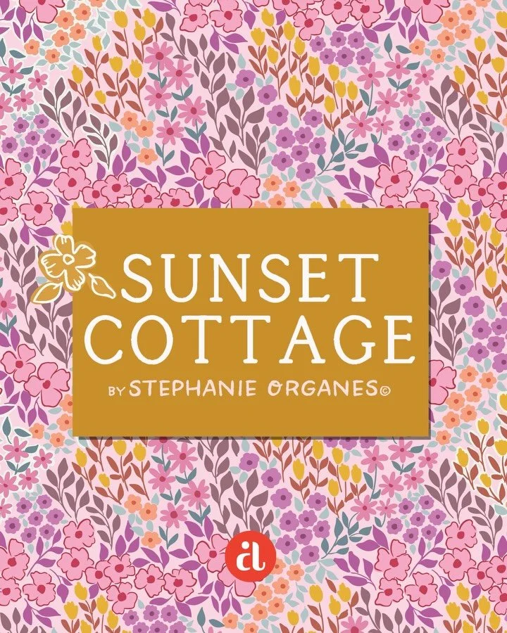I’m so excited to finally share this with you my new fabric collection, Sunset Cottage, designed for Andover Fabrics and releasing in June 2026!
This collection began with a family trip to Lake Elizabeth. We stayed in a little cabin with the l