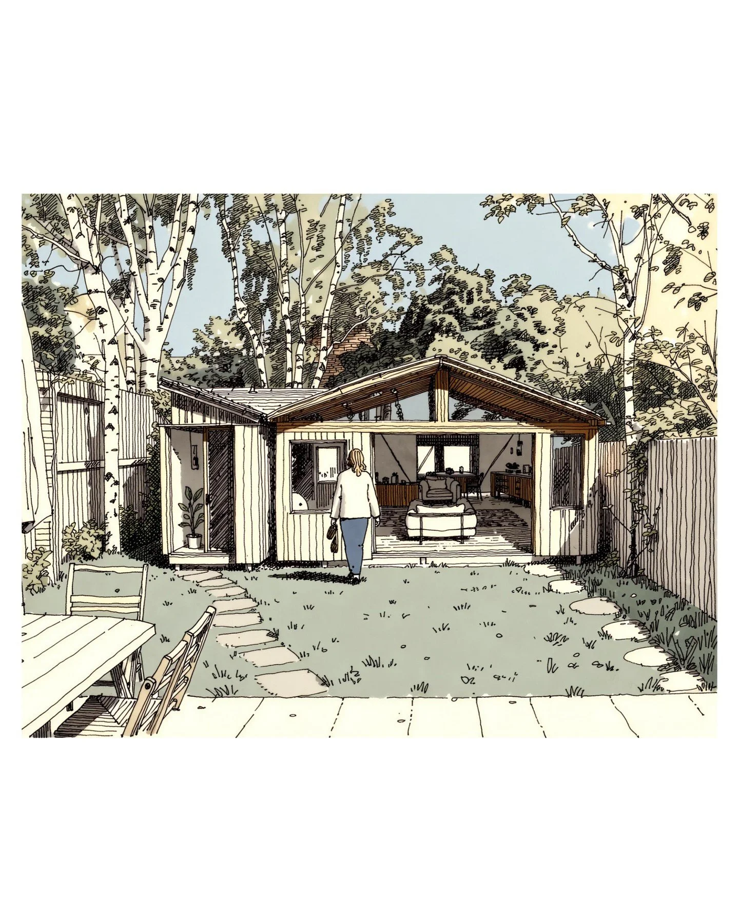 A pre-design we wrapped up last week for a client in Stirchley, Birmingham, alterations to a home they've lived in for years.

It was also a chance to test a new drawing style we've been working on. More precise than the usual concept sketch, but sti