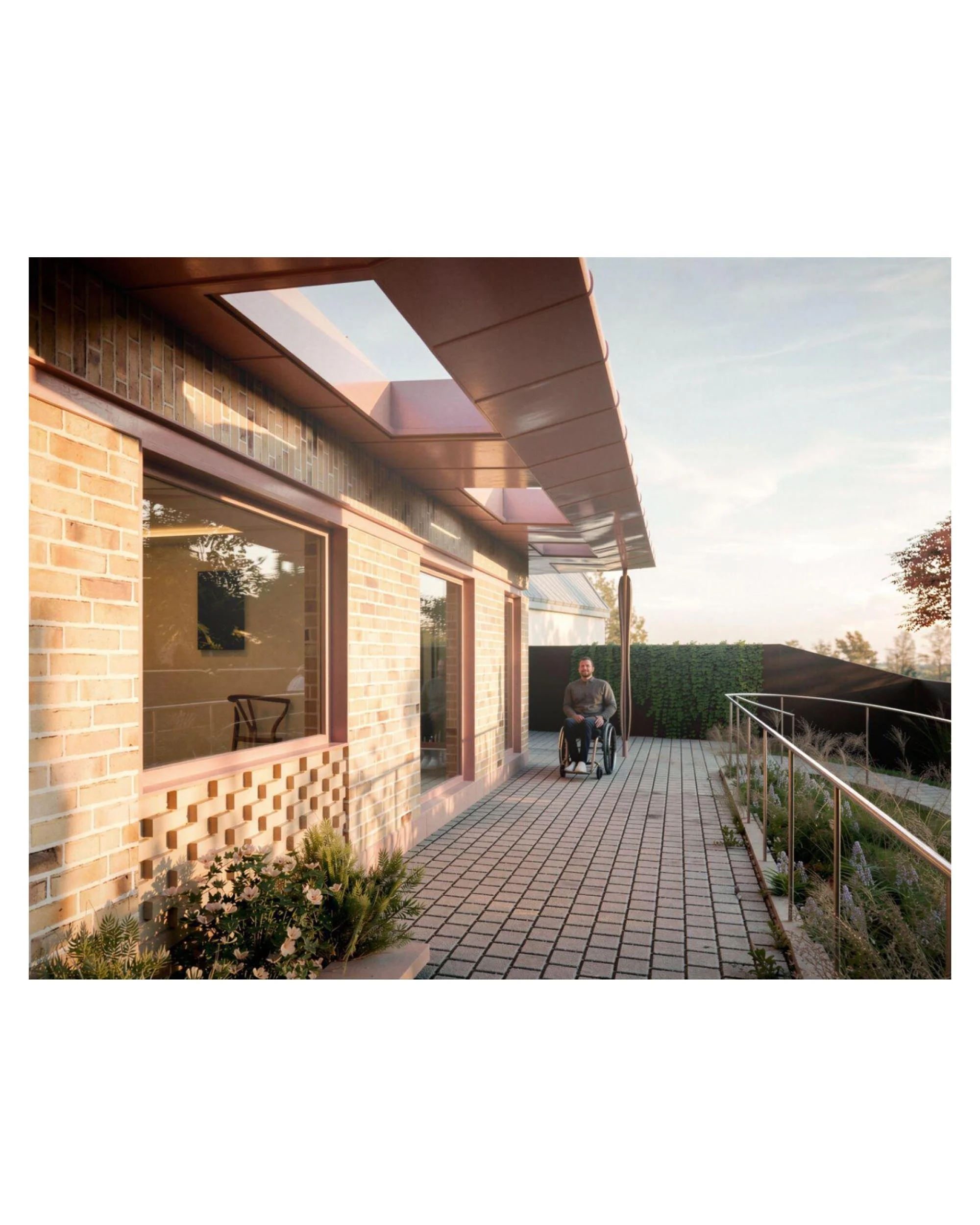 A project we submitted for planning this week, and a great reminder of why I became an architect.

Our client lives with a degenerative muscular condition similar to motor neurone disease. 

The site topography meant the only way to access the garden