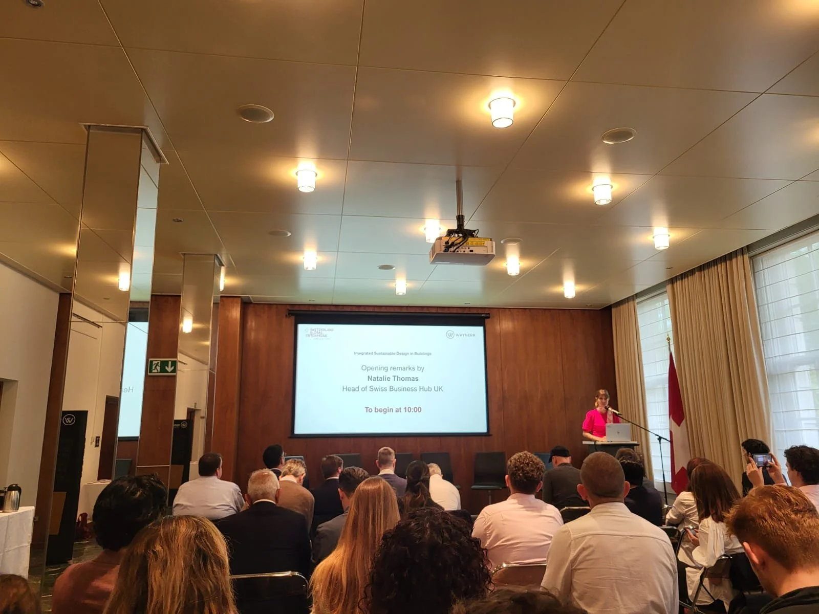 Sustainable design talk at the Swiss Embassy in London, attended by architect Peter Markos