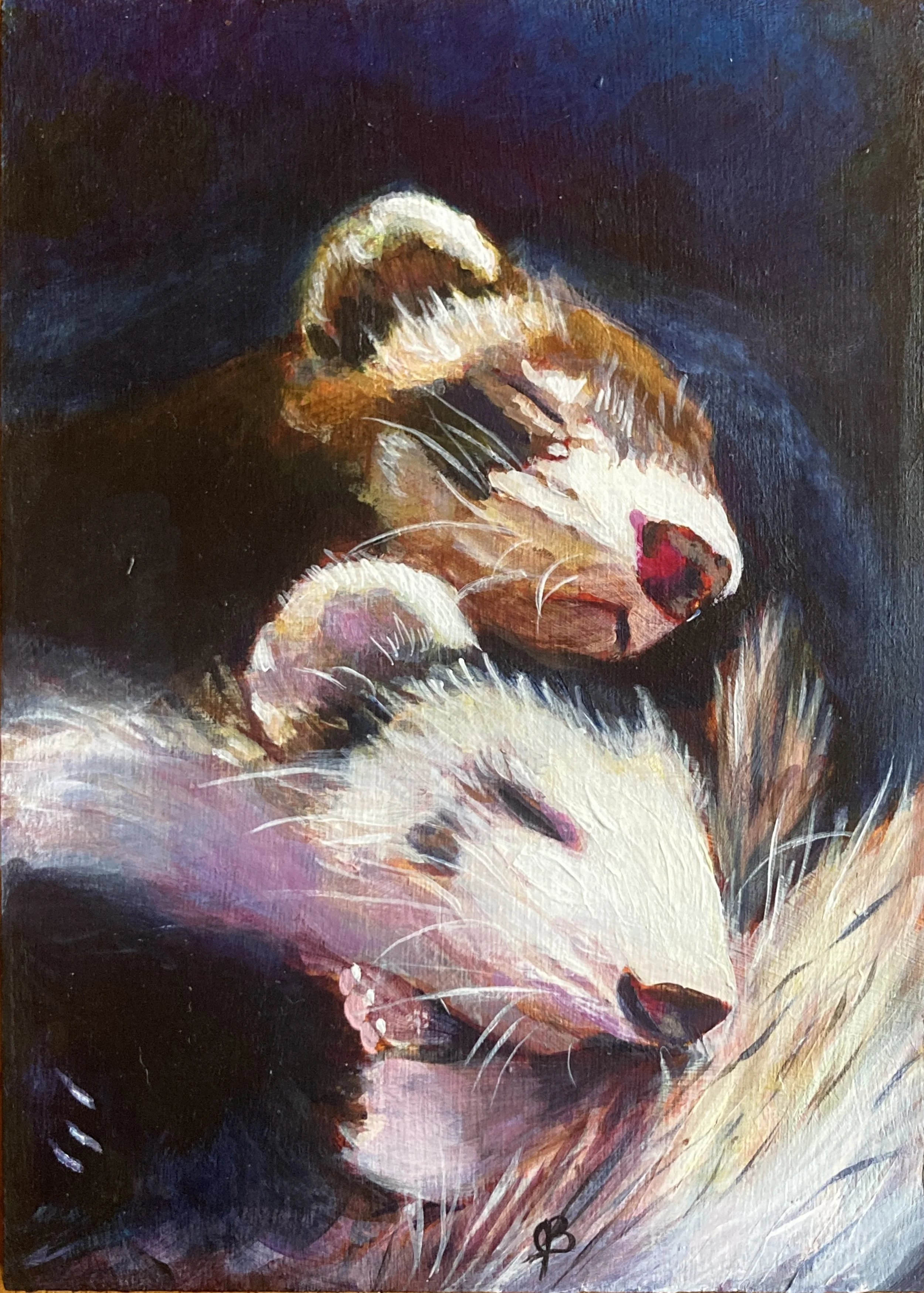  YubNub & Gunda     5x7 Acrylic on Panel, 2024