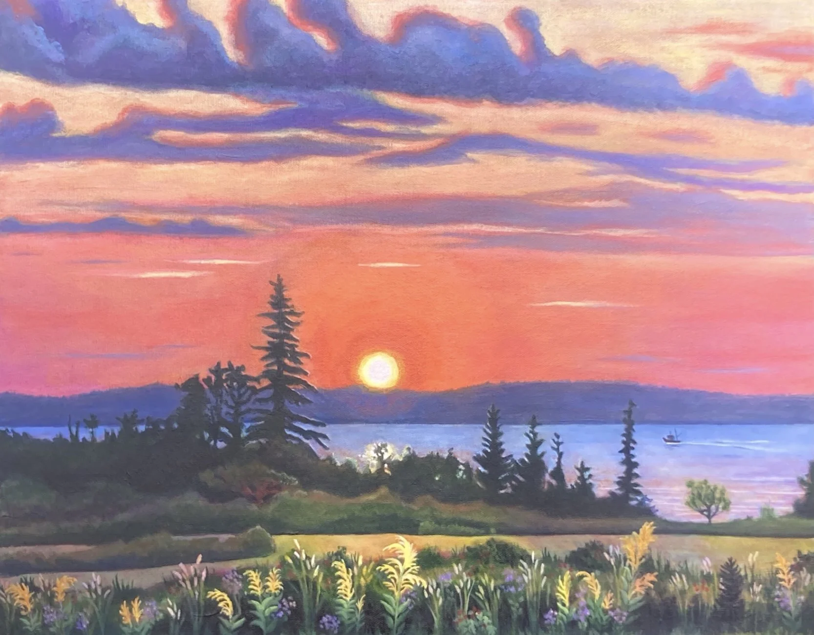  Golden Hour over Digby Neck    16x20 Acrylic on Canvas, 2026