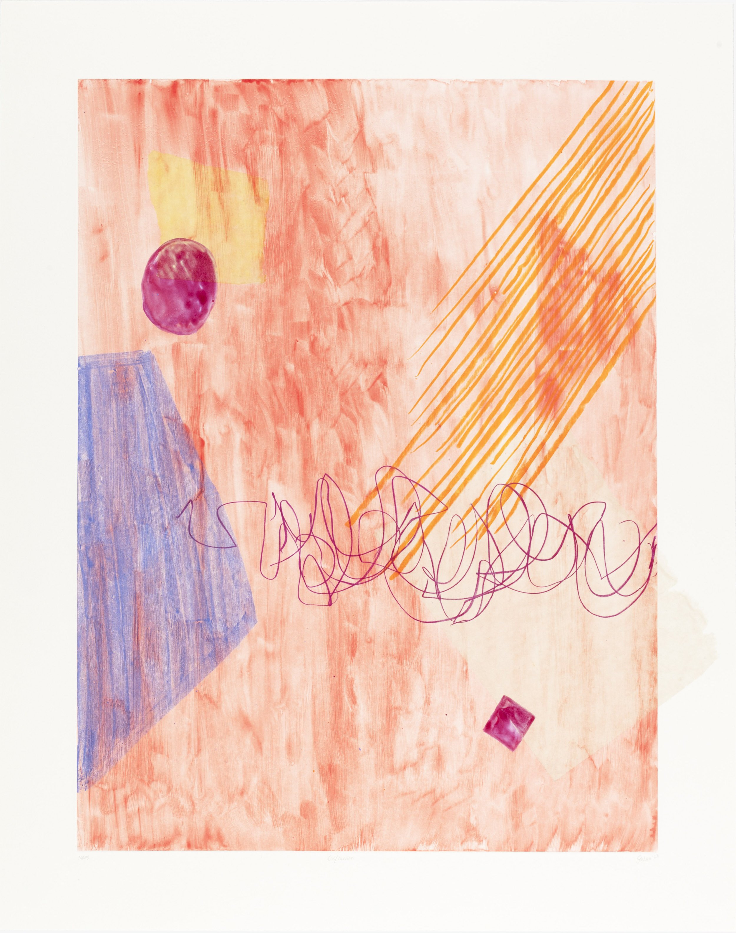 Chelsea Selvan, 2023 | Confluence | Watercolour monotype | 95,5x75,5cm | Edition of 1 | R9,200