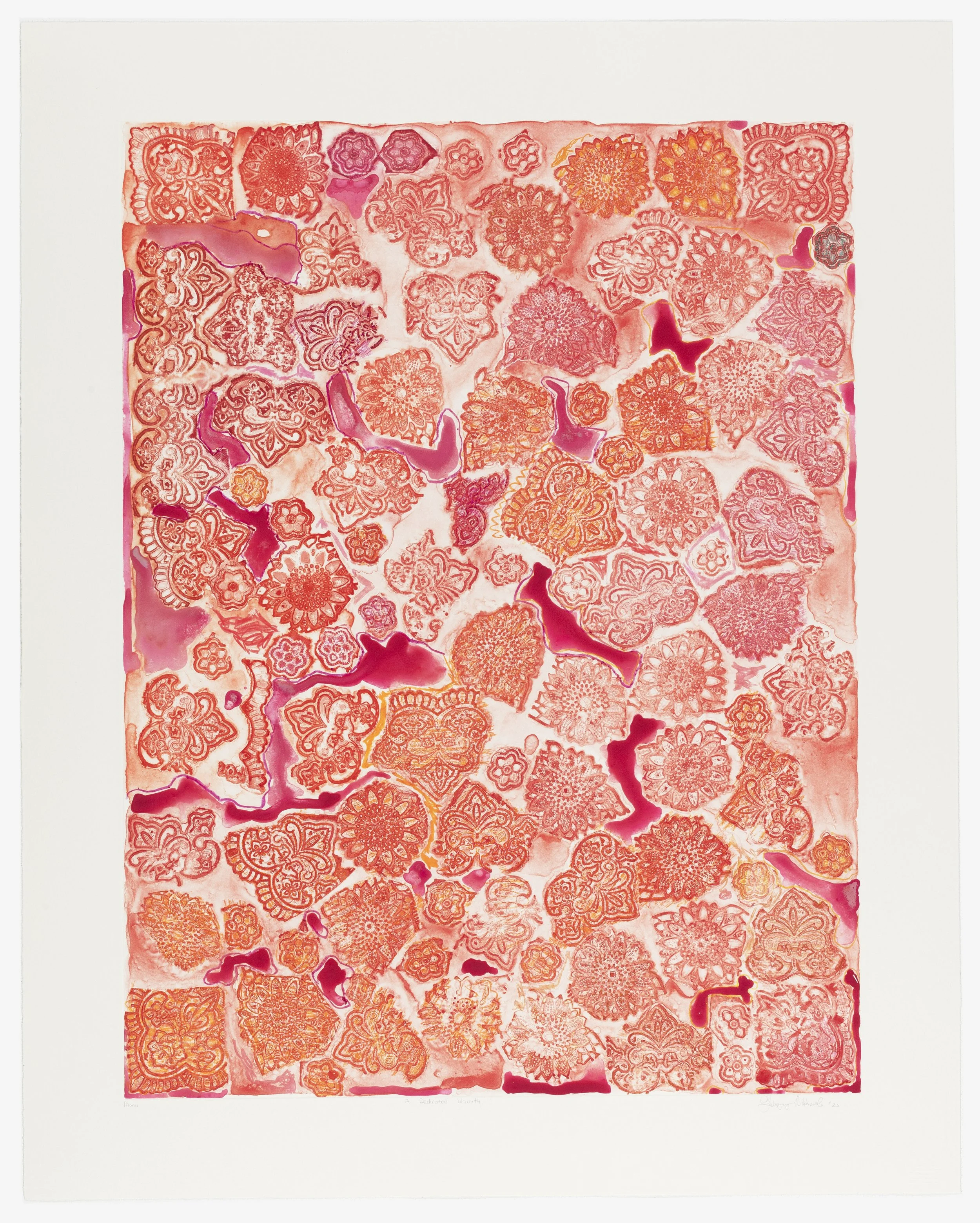 Lebogang Mabusela, 2023 | A Dedicated Warmth | watercolour monotype | 95,5x75,5cm | Edition of 1 | R16,000