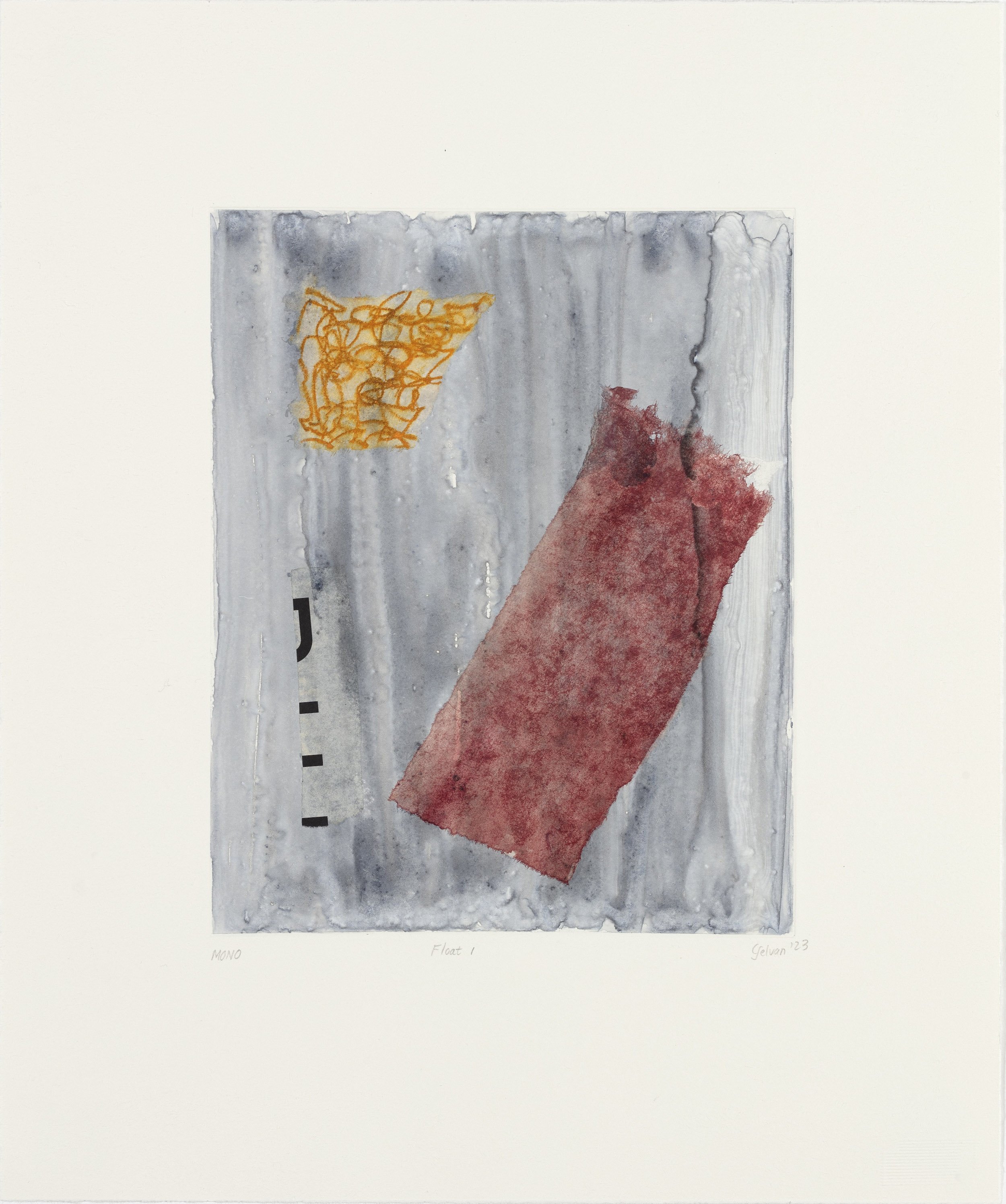 Chelsea Selvan, 2023 | Float I | Watercolour monotype with chine-collé | 41x34cm | Edition of 1 | R2,700