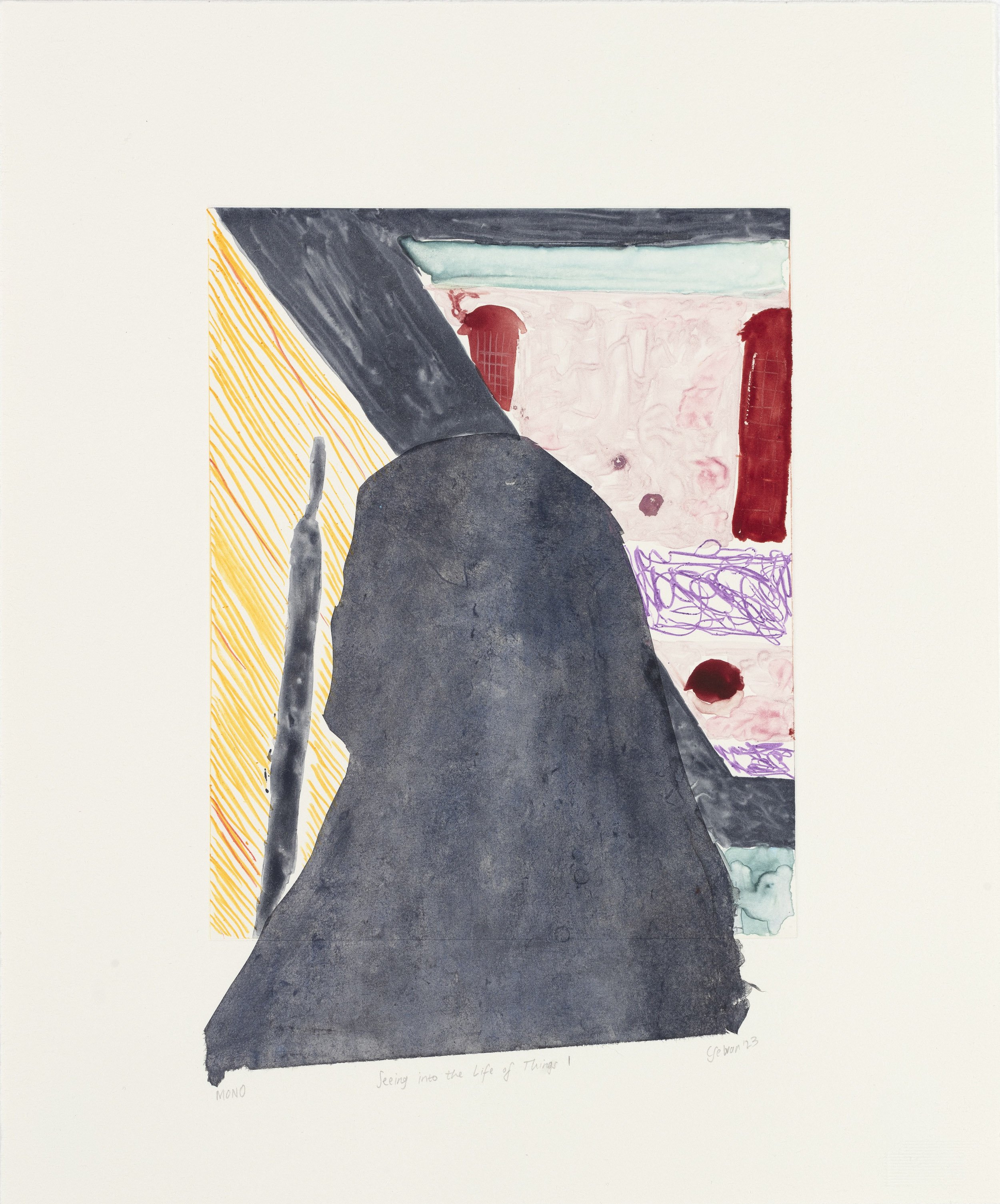Chelsea Selvan, 2023 | Seeing into the Life of things I | Watercolour monotype with chine-collé | 41x34cm | Edition of 1 | R2,700