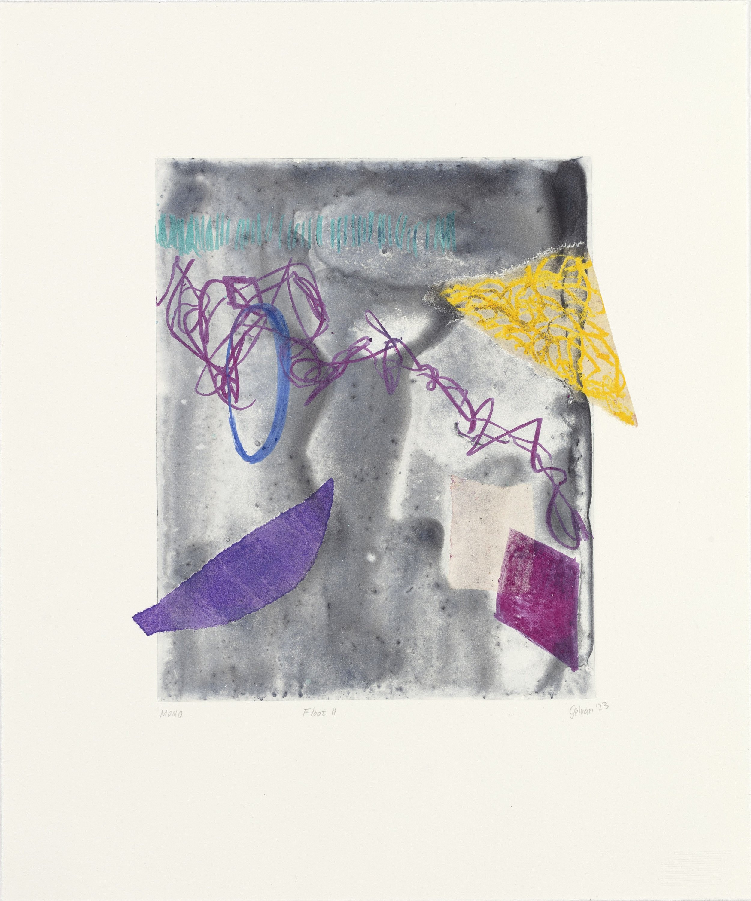 Chelsea Selvan, 2023 | Float II | Watercolour monotype with chine-collé | 41x34cm | Edition of 1 | R2,700