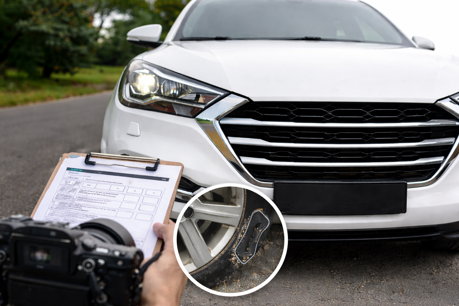 Fahrzeug wird für Verkauf dokumentiert mit Fotos und Schadendetailaufnahme