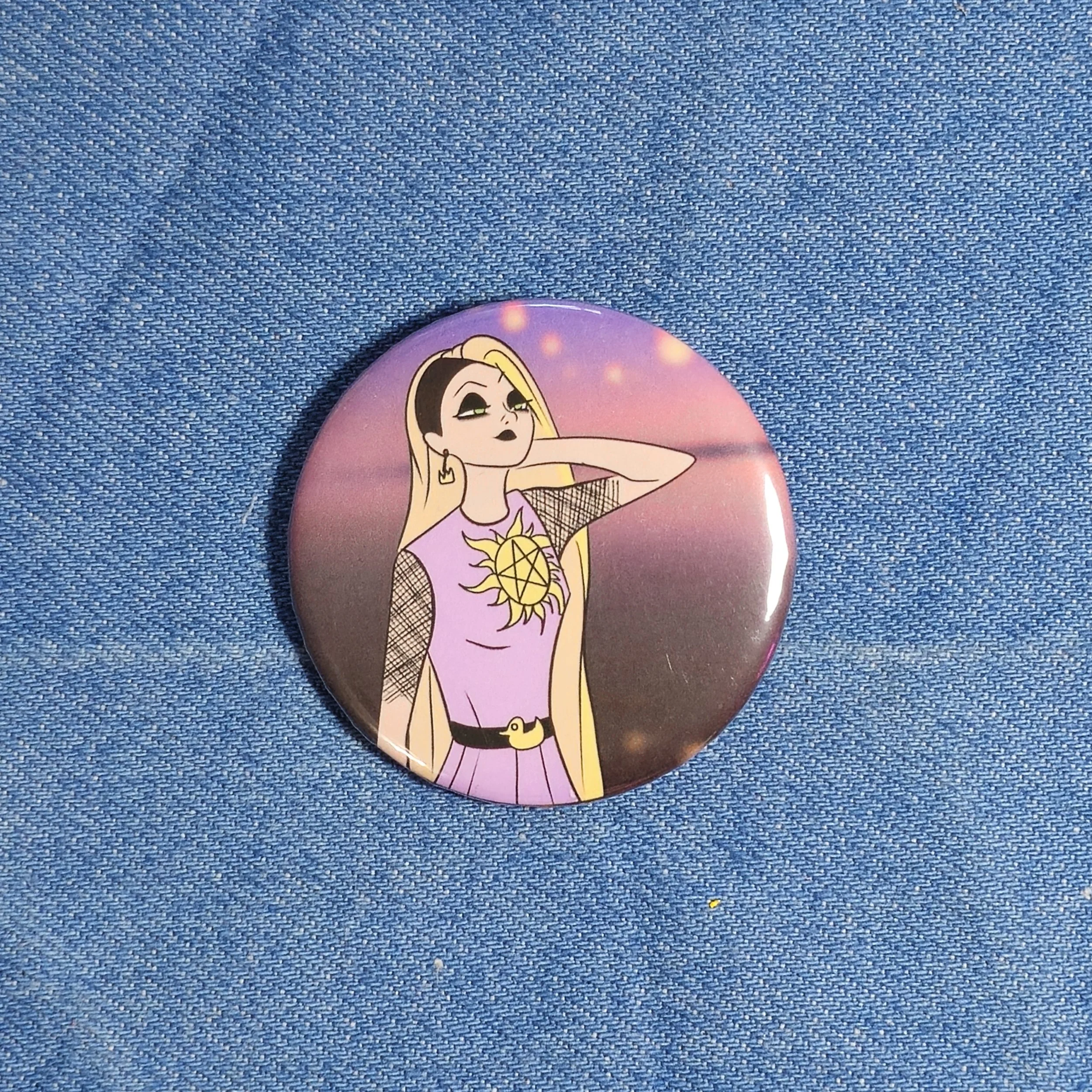 Long Hair Girl Pastel Goth • Button